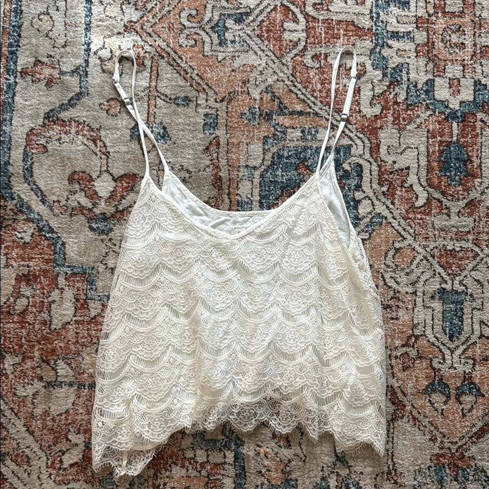 A&F Elegant Cream Lace Women's Top